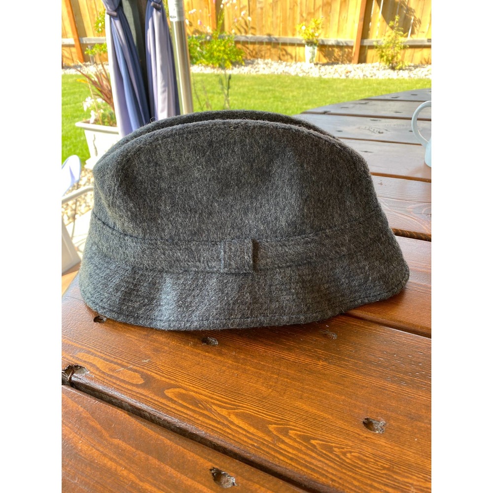 Vintage Original Loden Impragniert Mens Wool Fedora Hat Loden Grey M ITALY Made